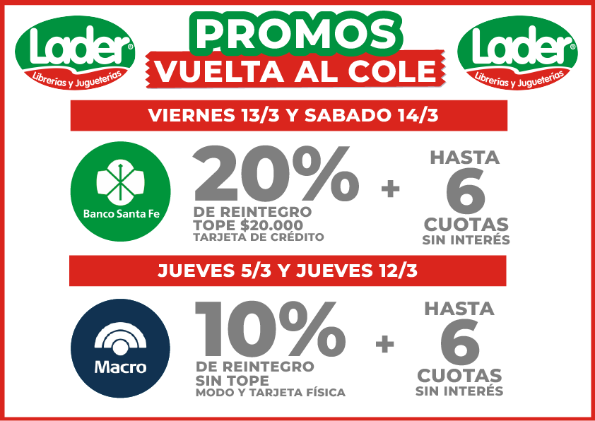 promos tarjeta lader marzo